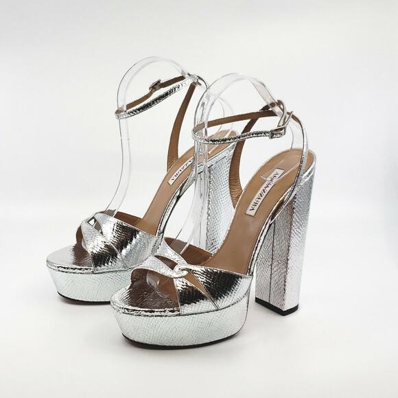 サンダル・ミュール AQUAZZURA Aquazzura Flat shoes Silver (TEMFLAA0 NWTCCC) Aquazzura - Crystal Lover Mule in Silver | Mitchell Stores